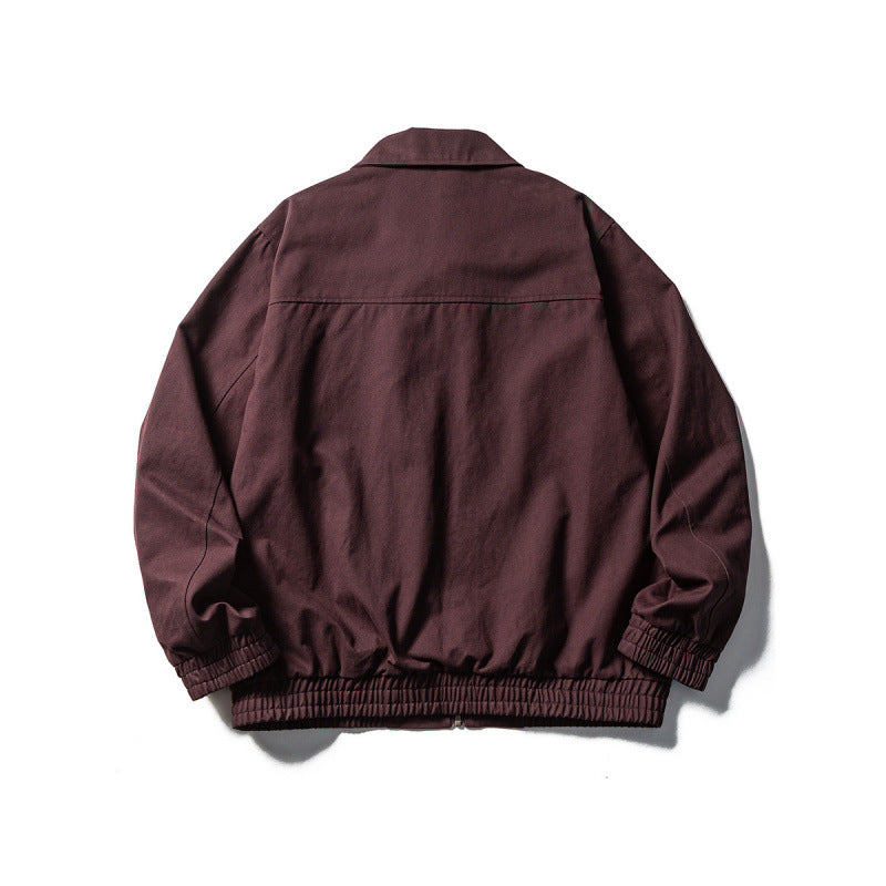 Men's Boxy Field Jacket in Utility Look with Stand-up Collar, Full-length Zipper and Elastic Hem Mune Fashion