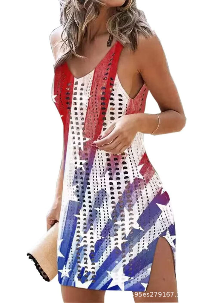 Women figure-hugging crochet dress with side slits Mune Fashion