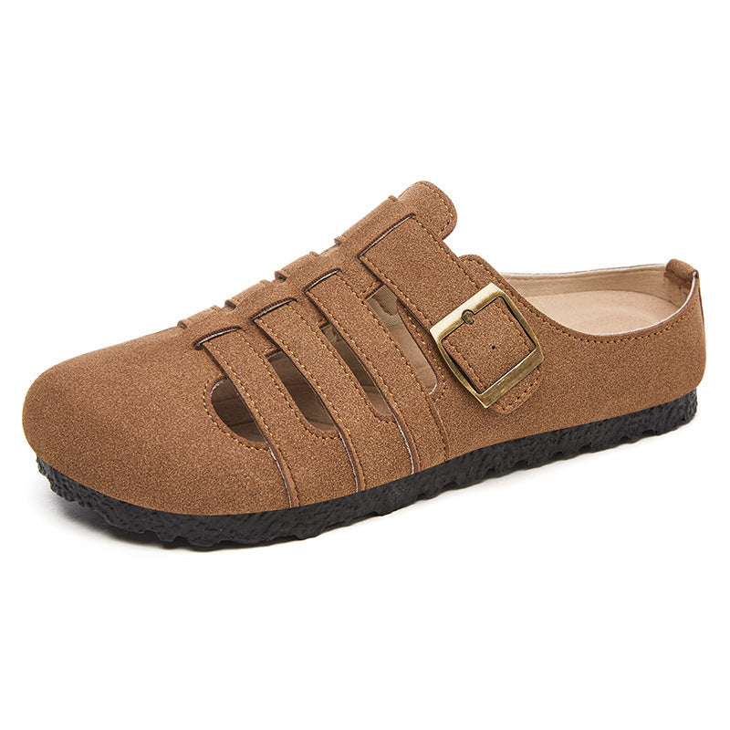 Ladies closed sandals - half shoe with adjustable metal buckle, breathable cut-outs and cushioned comfort insole Mune Fashion