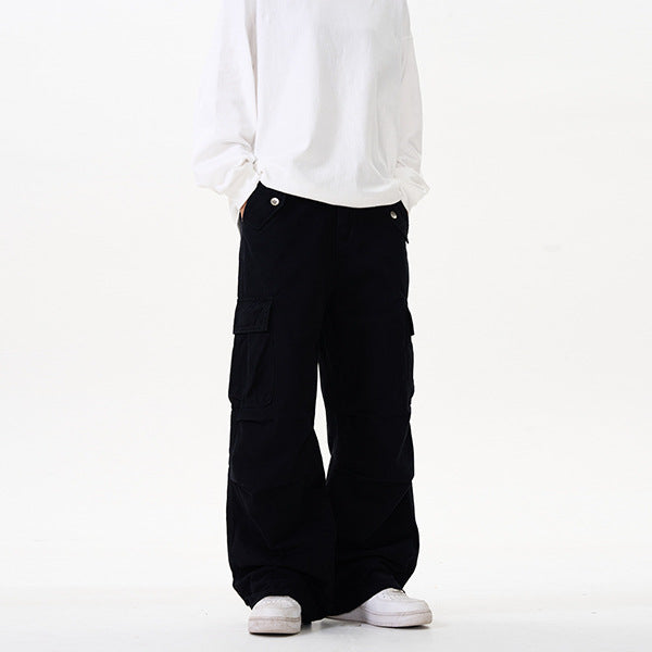 Men's Relaxed Utility Cargo Pants in Palazzo Cut made of Cotton Twill Mune Fashion
