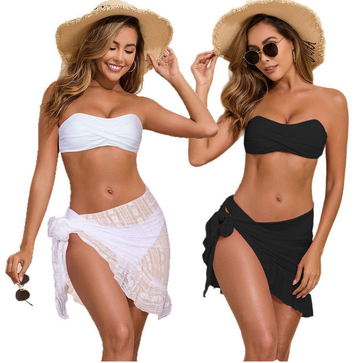 Women's Bandeau Bikini Set with Flowing Wrap Skirt Mune Fashion