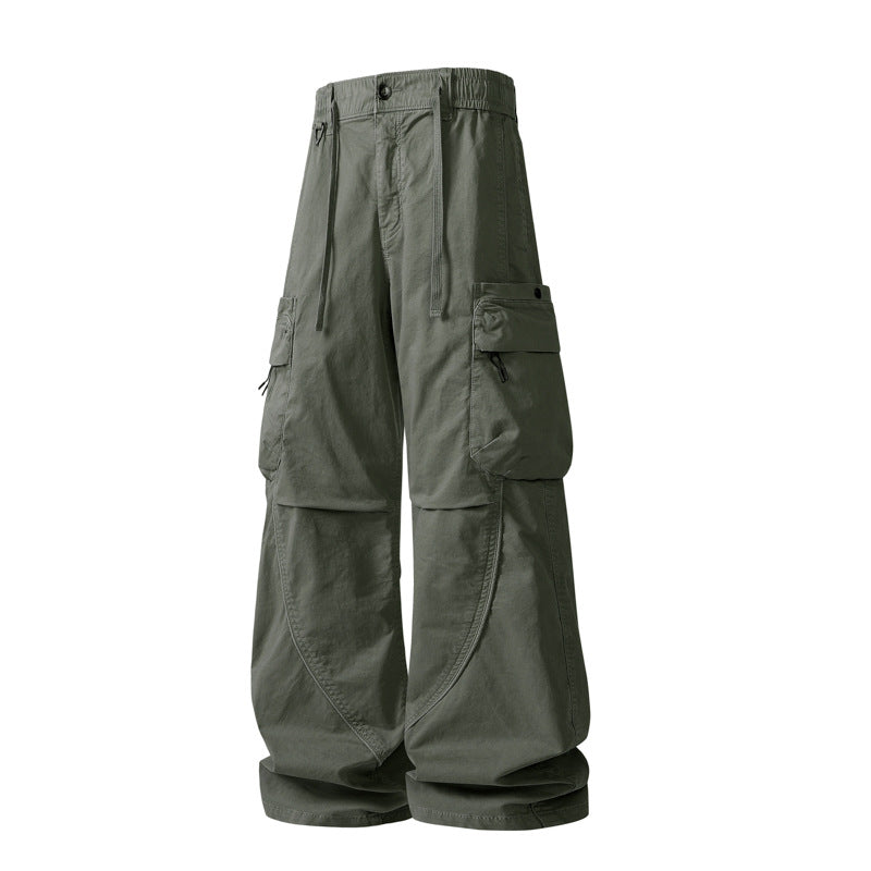 Men's loose-fitting utility cargo pants with multiple pockets and adjustable waistband Drune