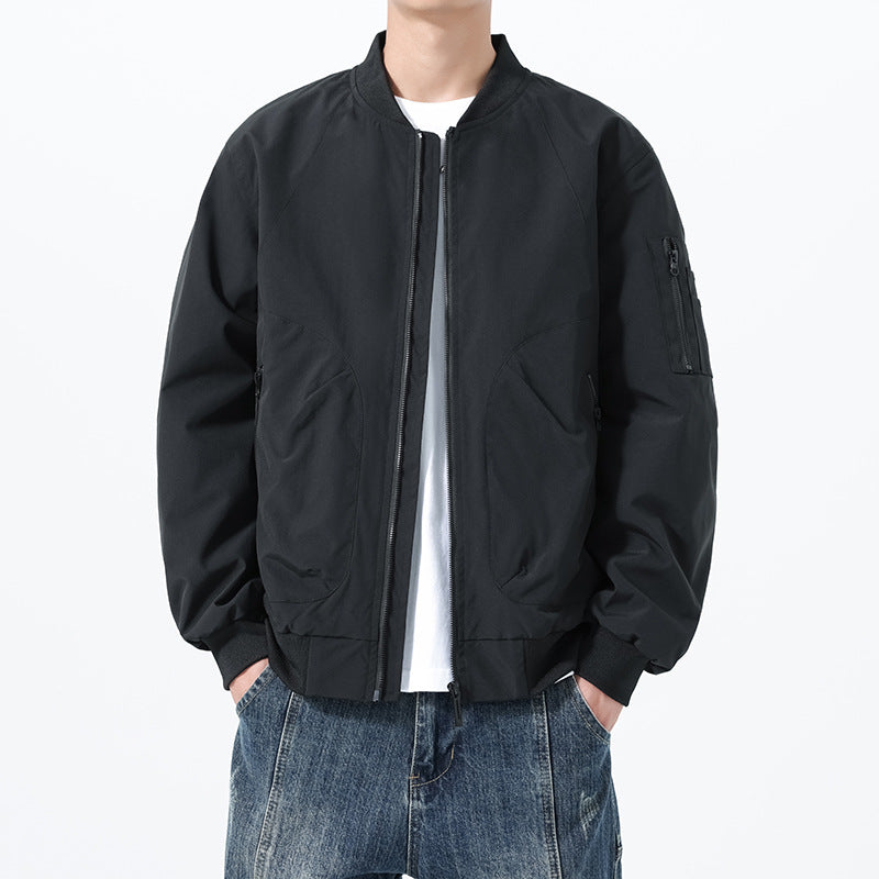 Men's Lightweight Bomber Jacket in Utility Style with Arm Pocket and Ribbed Cuffs Mune Fashion