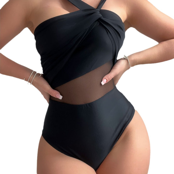 Ladies Elegant One-Piece Swimsuit with Modern Fabric Mix Mune Fashion