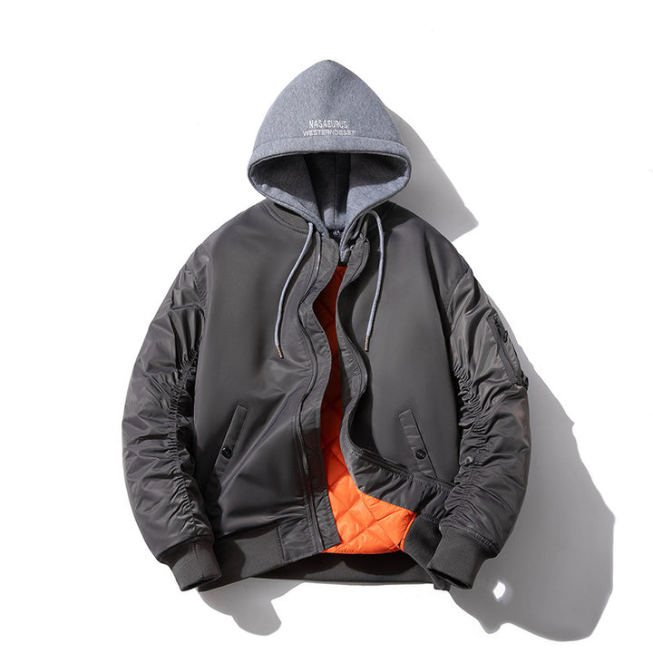Men's Quilted Bomber Jacket with Stand-Up Collar, Padded Cut and Arm Pocket Mune Fashion