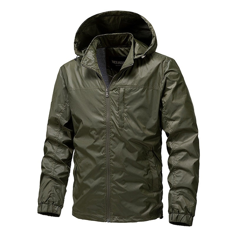 Men's Lightweight Water-Repellent Hooded Windbreaker with Thermo Lining & Chest Pocket Mune Fashion
