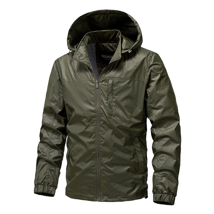 Men's Lightweight Water-Repellent Hooded Windbreaker with Thermo Lining & Chest Pocket Mune Fashion