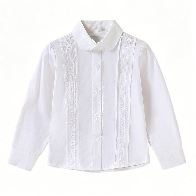 Girls elegant shirt blouse with fine lace trim Mune Fashion