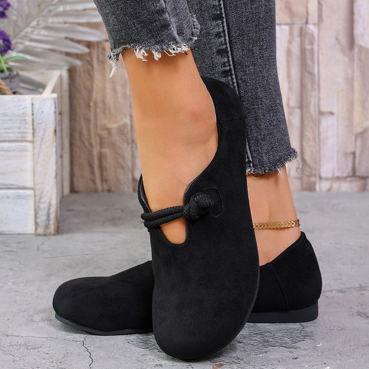 Ladies Slip-On Ballerina Slippers with Decorative Knot Strap Mune Fashion
