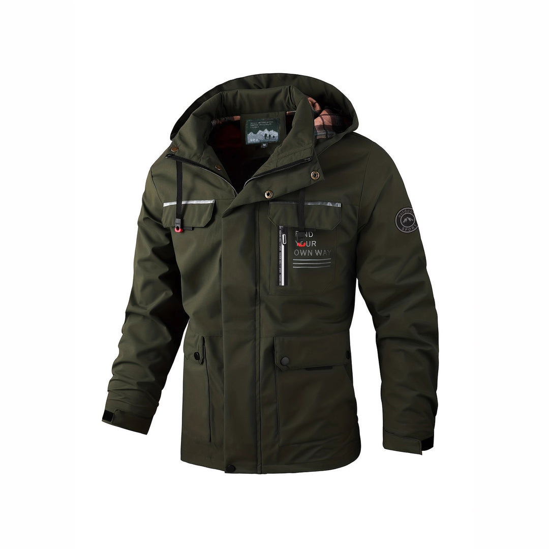 Men's light softshell parka with water-repellent coating, hood and multifunctional pockets Mune Fashion