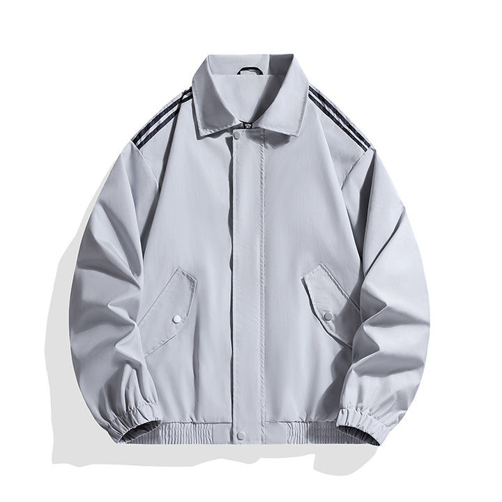 Men's sporty-urban oversize bomber jacket with ribbed hem, snap button placket & shoulder stripes Mune Fashion