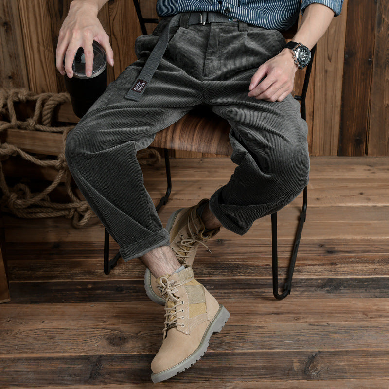 Men's Robust Suede Lace-Up Boots with Padded Ankle Cuff Mune Fashion