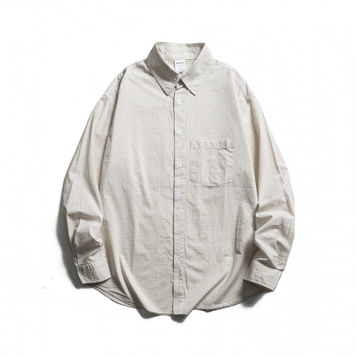 Men's oversized shirt made of cotton blend with fine pinstripes and chest pocket Mune Fashion