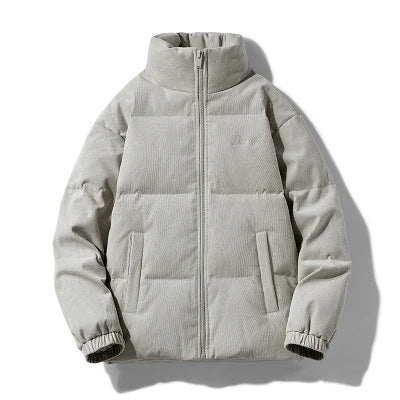 Unisex Cord Quilted Jacket with Stand Collar and Thermal Insulation Mune Fashion