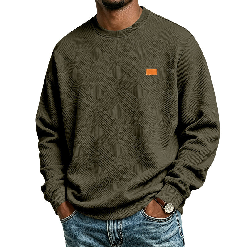 Men's textured crew neck sweatshirt made of fine knit with woven structure Mune Fashion
