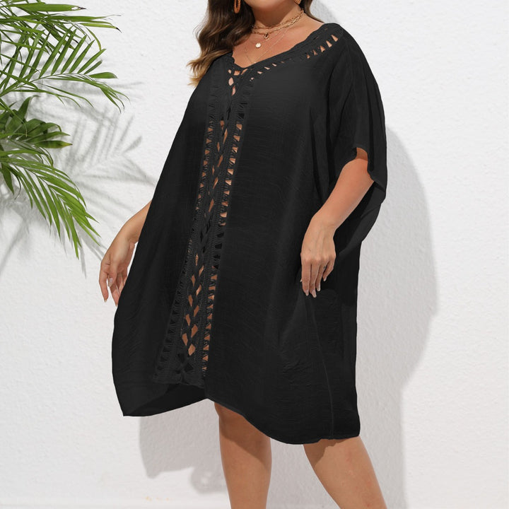 Women Airy Beach Kimono with Decorative Crochet Lace Mune Fashion