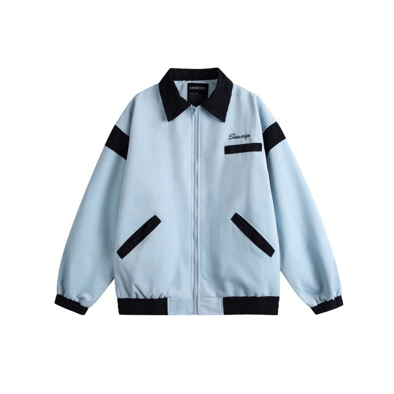 Unisex Harrington Blouson Jacket with Textured Fabric and Contrast Trim Mune Fashion