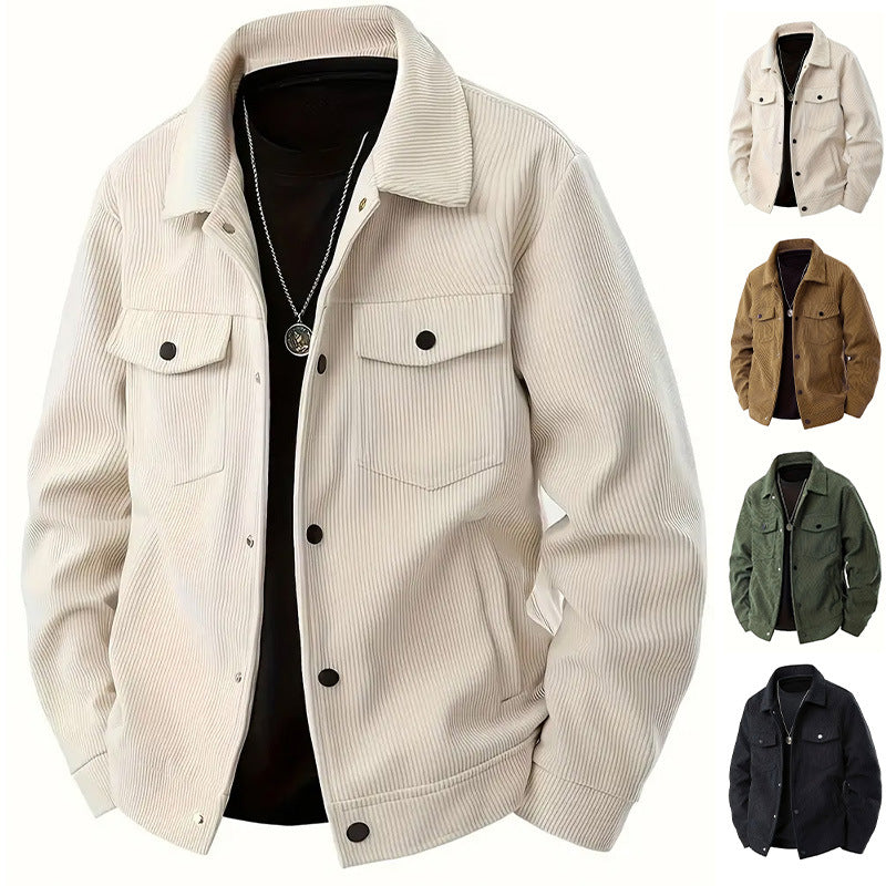 Men's cord jacket in the classic work jacket style with snap buttons and chest pockets Mune Fashion