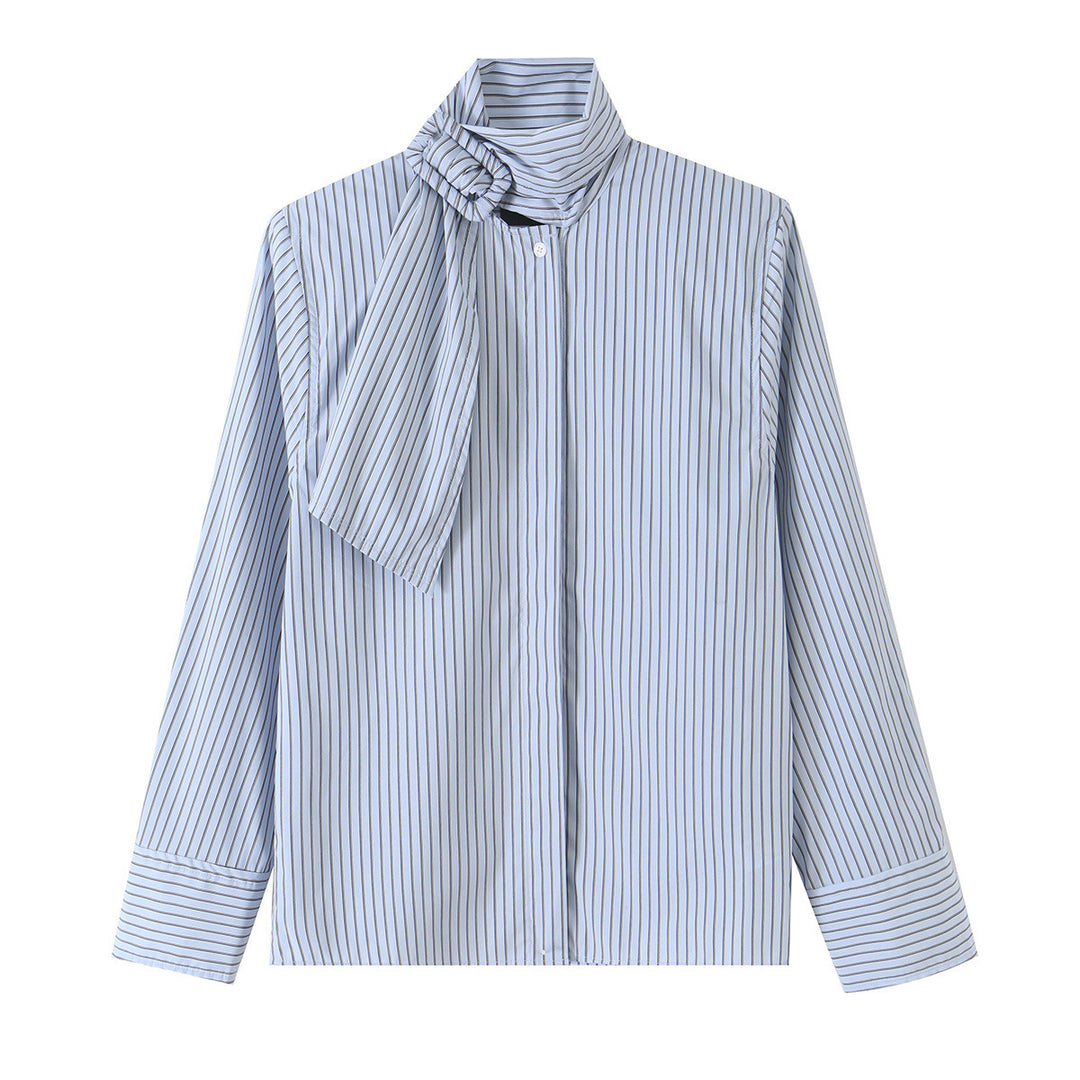 Ladies blouse with tie and concealed button placket Mune Fashion