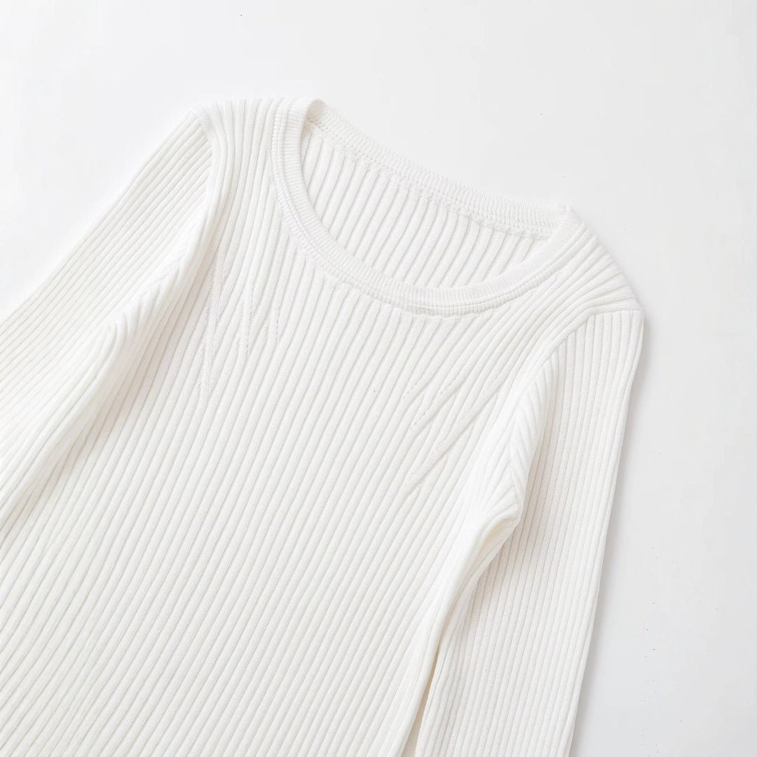 Women's ribbed long sleeve with asymmetrical wave hem Mune Fashion