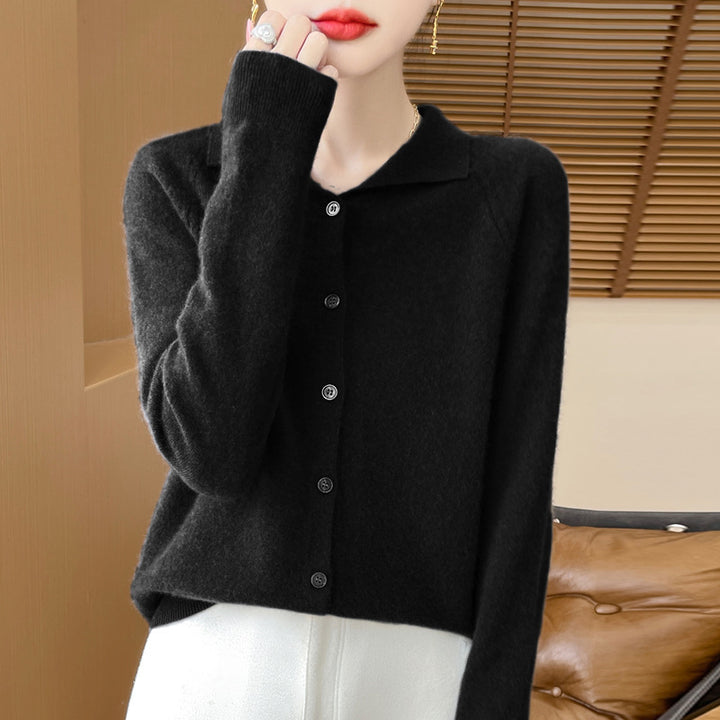 Women's Cozy Notched Collar Cardigan in Cashmere Look with Mohair Effect Mune Fashion