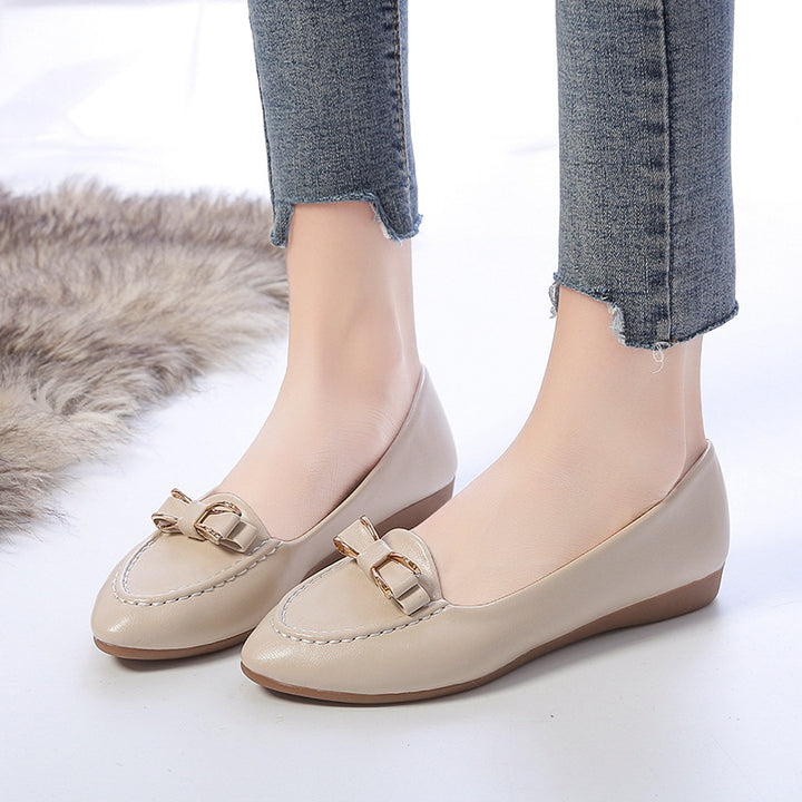 Women nan moccasin-loafer with padded comfort footbed and delicate bow applique Mune Fashion