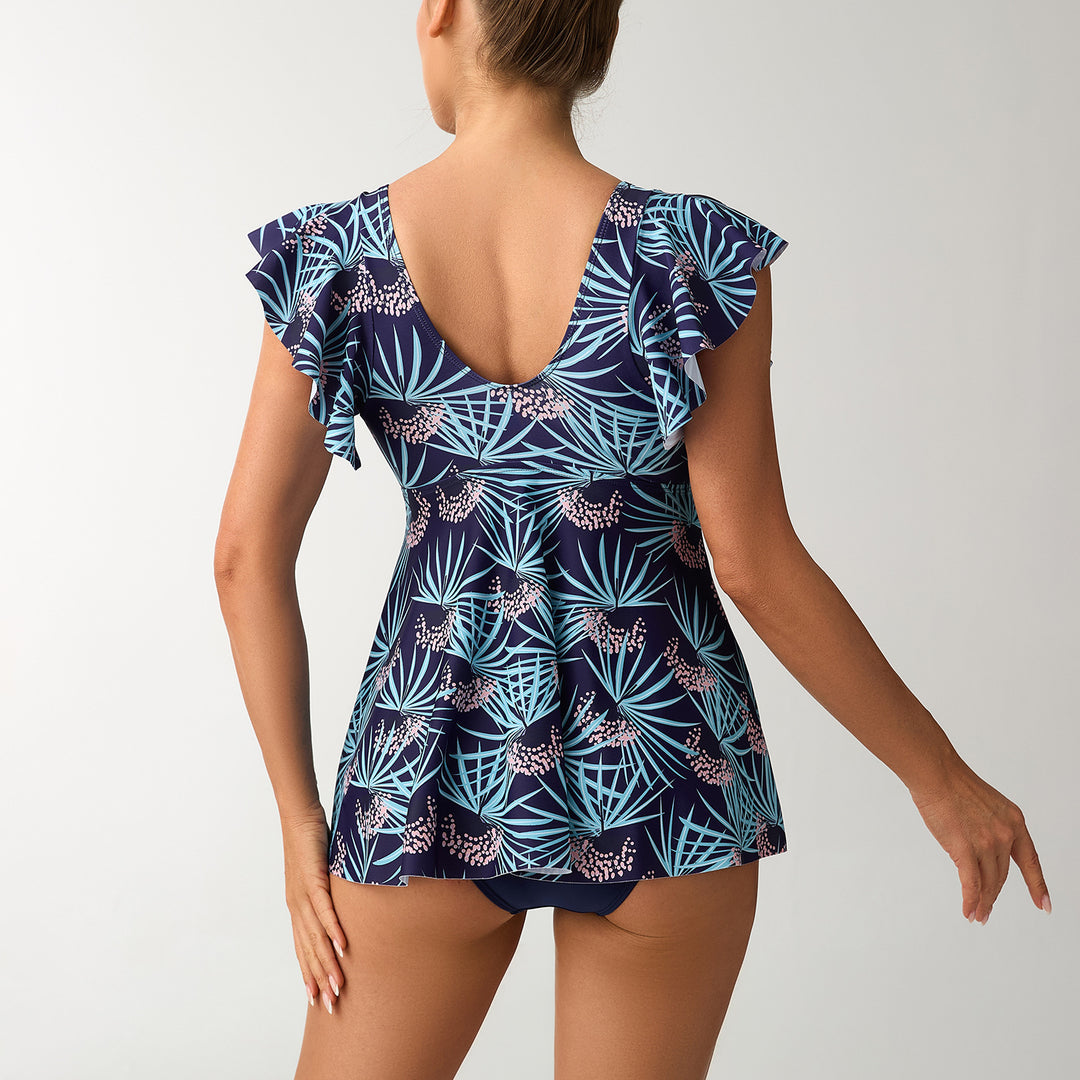 Women's Elegant Combination Swimsuit with Ruffles and Floral Pattern Mune Fashion