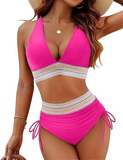Women's High-Cut Bikini with V-Neckline and Ruffled Detail Mune Fashion