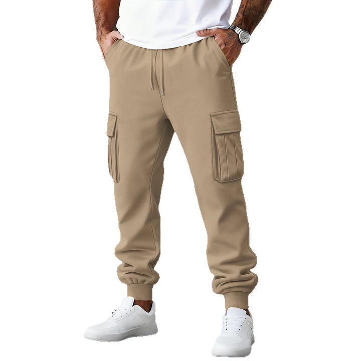 Men's nan cargo joggers with a high waistband, drawstring, multiple flap utility pockets, and elastic cuffs Mune Fashion