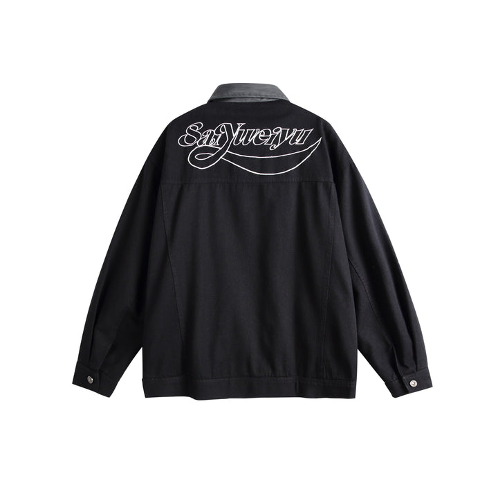 Unisex Oversize Canvas Shirt Jacket with Contrasting Faux Leather Collar Mune Fashion