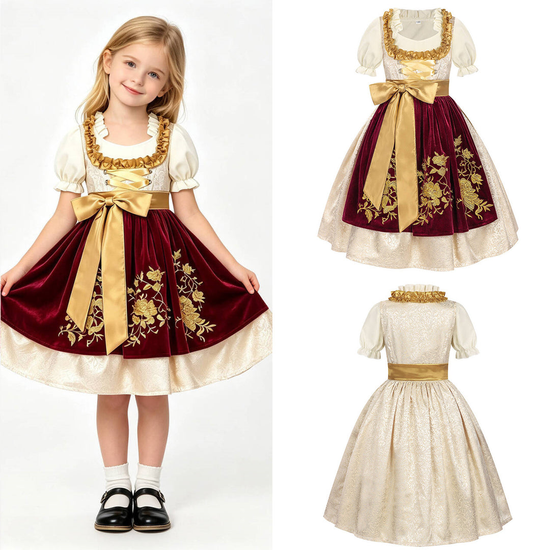 Ladies' traditional children's dirndl with embroidered apron and ruffled blouse Mune Fashion