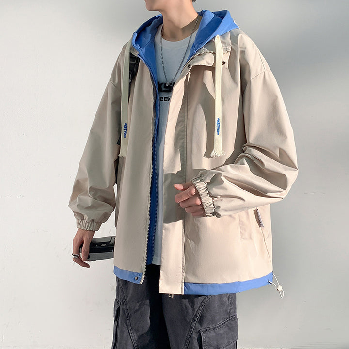 Men's two-layer softshell overlay jacket with hood, wind and water repellent membrane and adjustable hem Mune Fashion