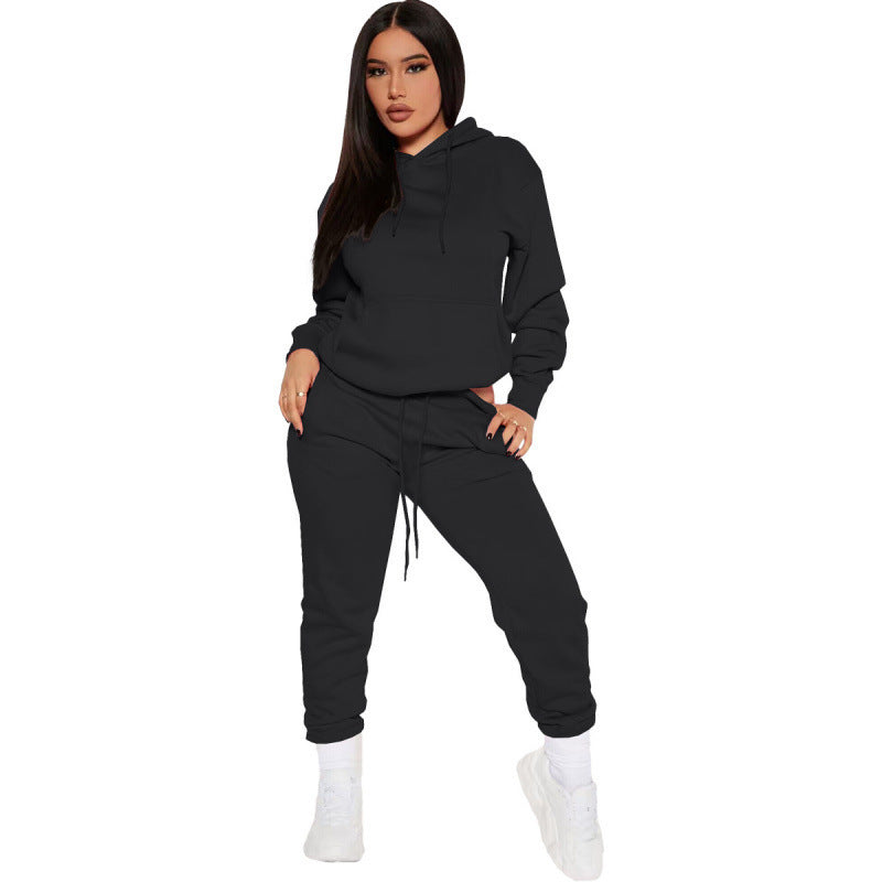 Women's two-piece lounge set with hoodie and high-waist jogging pants made of soft French Terry Mune Fashion