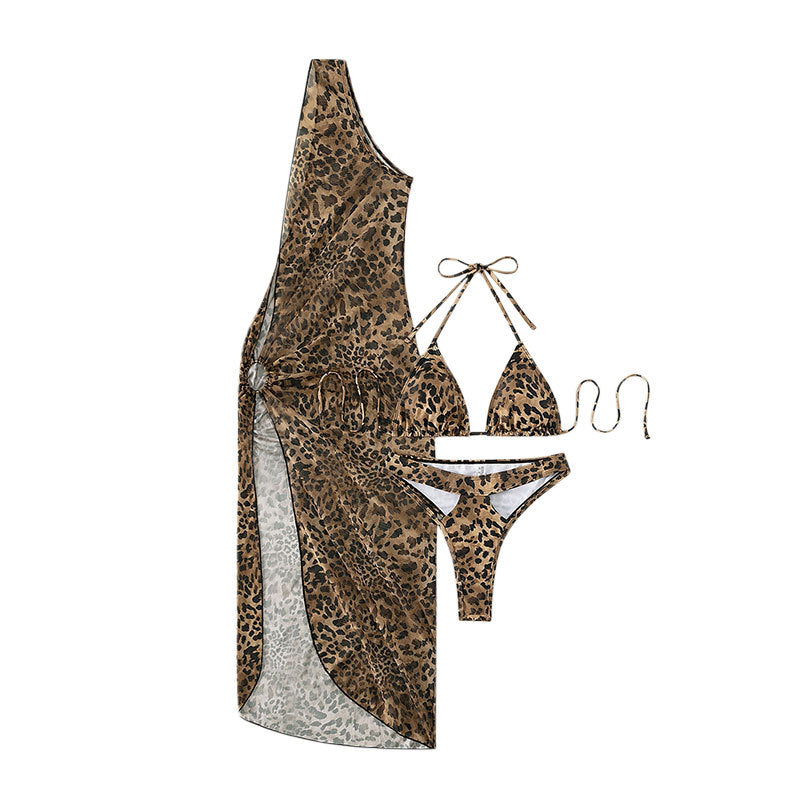Women Bikini Set with leopard patterned cover Mune Fashion