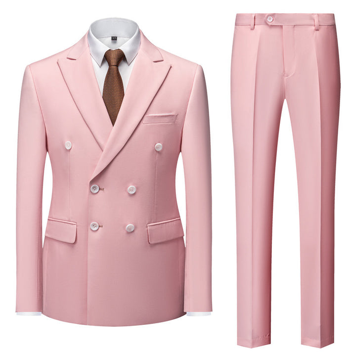 Men's tailored double-breasted blazer with peak lapel and slim fit suit trousers Mune Fashion