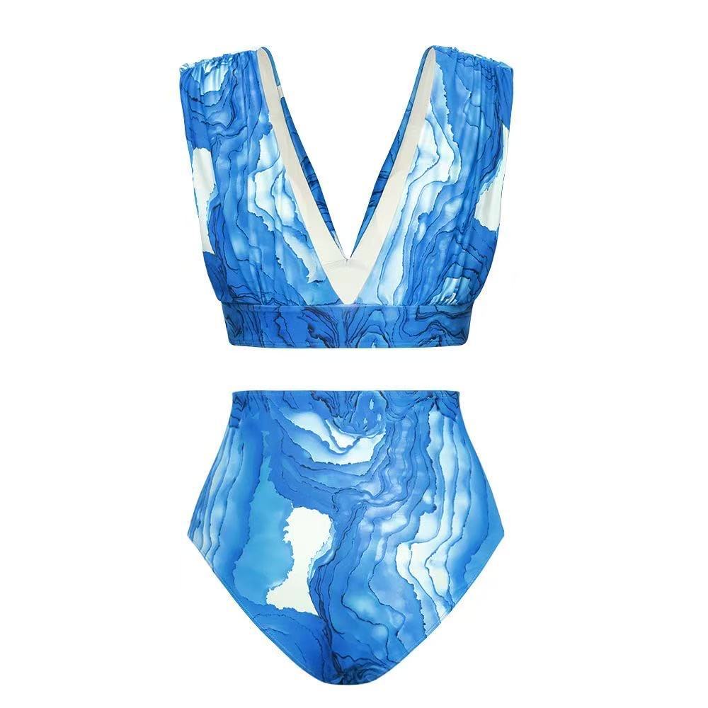 Women’s bathing set with deep V-neckline and elegant wrap skirt Mune Fashion