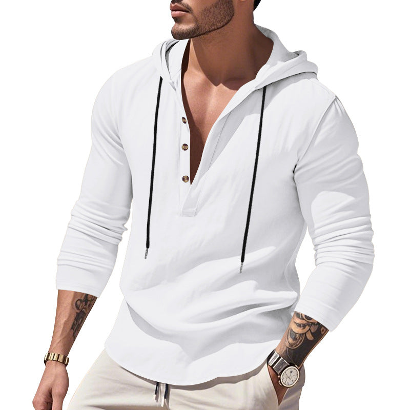 Men's casual hoodie with button placket and slim fit Mune Fashion