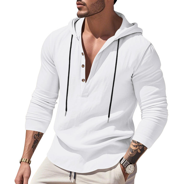 Men's casual hoodie with button placket and slim fit Mune Fashion