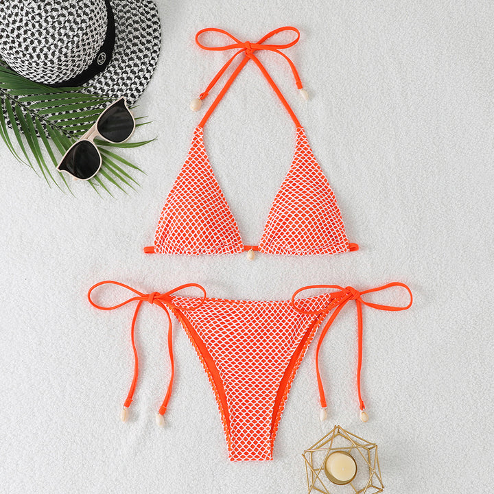 Women's Mesh Bikini with Adjustable Straps and Elegant Pearl Details Mune Fashion