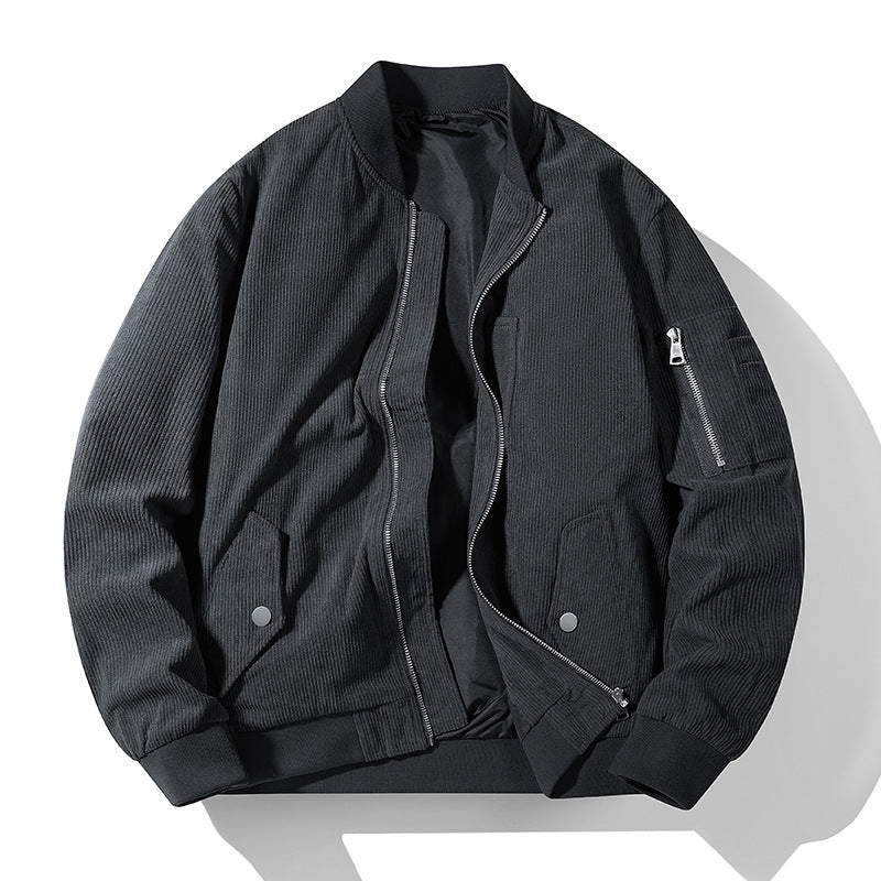 Men's Sporty Bomber Jacket with Zipper and Practical Pockets Mune Fashion