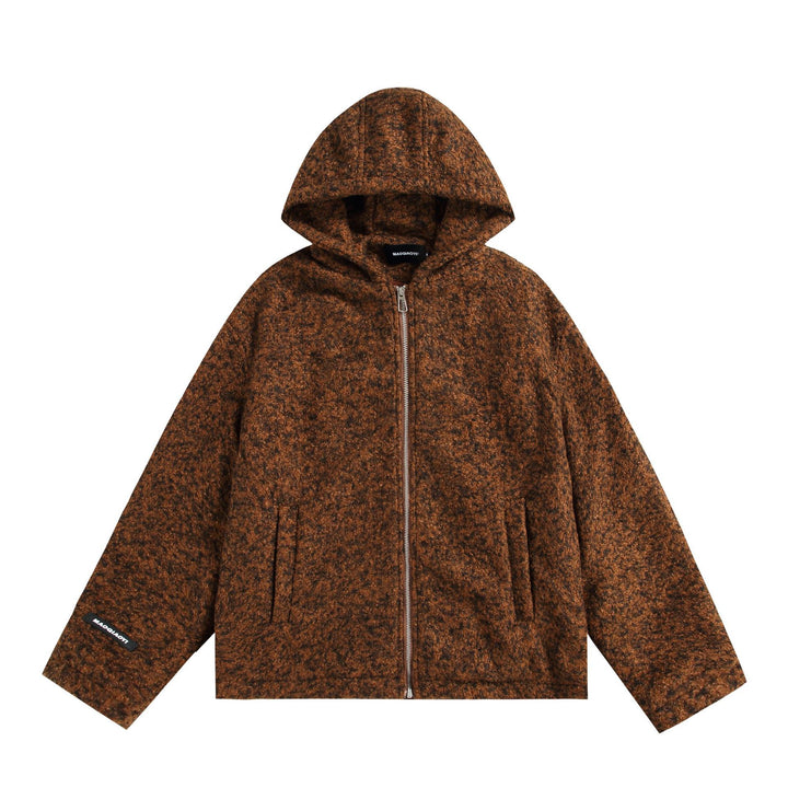 Women's hooded blouse made of wool blend with voluminous structure and zipper Mune Fashion