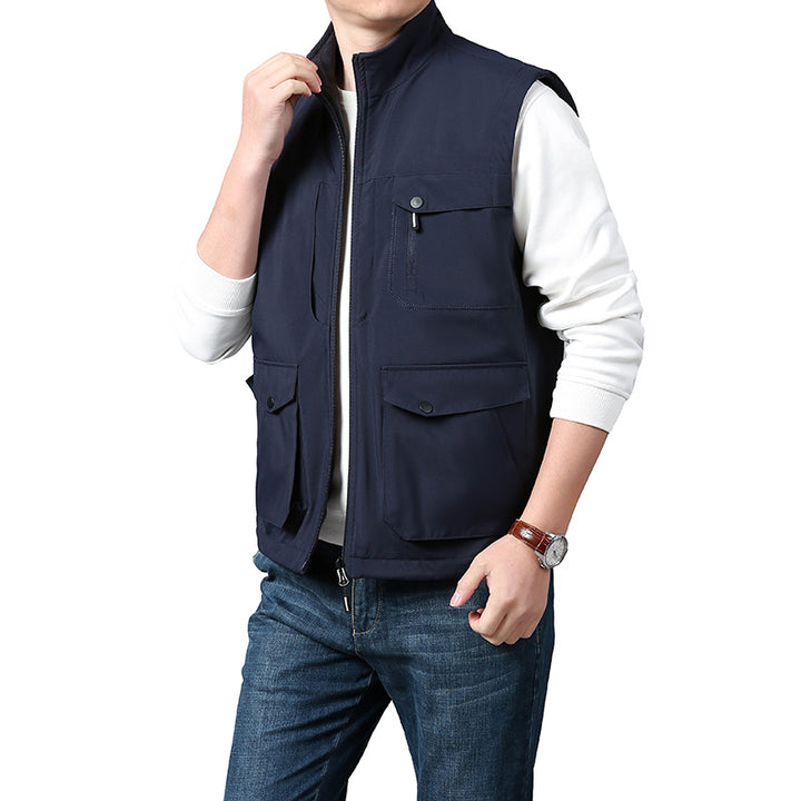 Men's Lightweight Thermo-Fleece Vest with Stand-Up Collar, Front Zipper and Side Pockets Mune Fashion