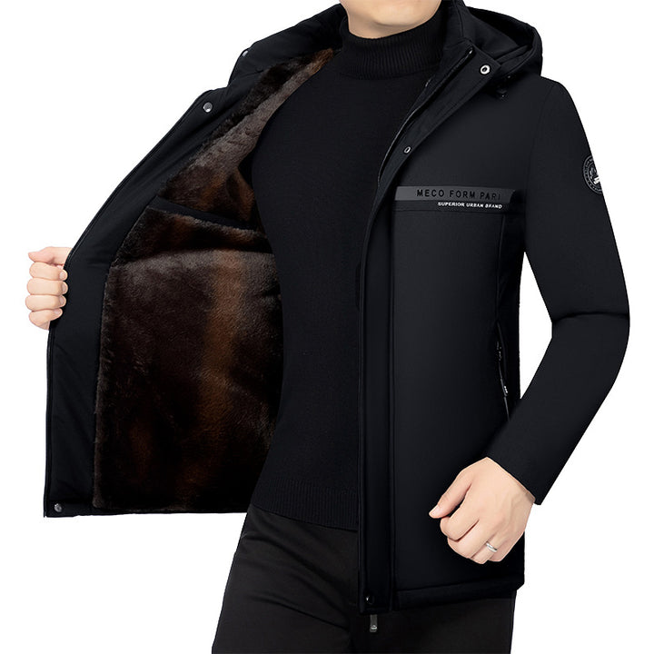 Men's padded stand-up collar jacket with water-repellent surface and zippered pockets Mune Fashion