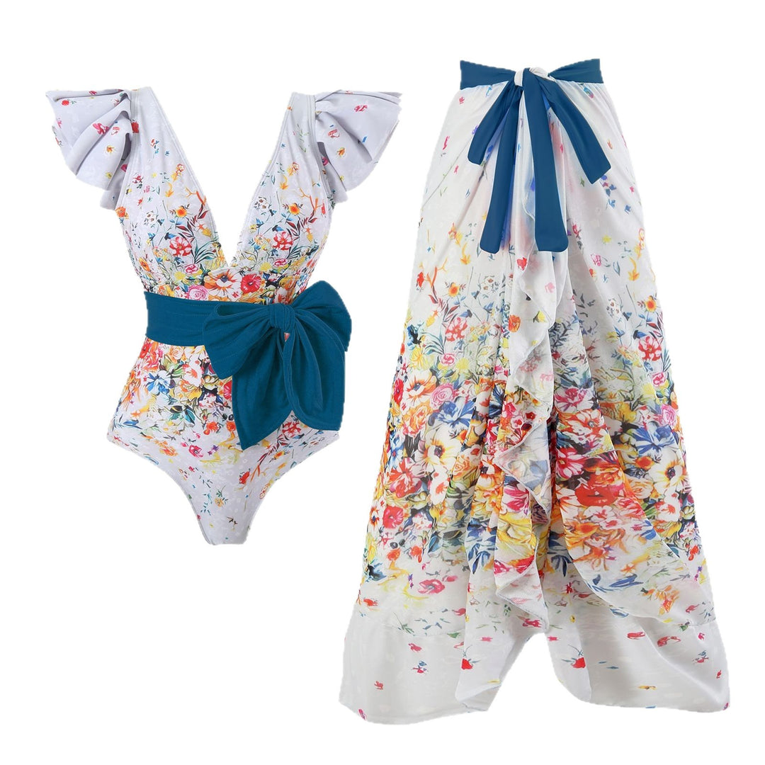 Damen Maxi-Rock mit floralen Mustern und verspieltem Schärpen-Detail Echo Archiv
