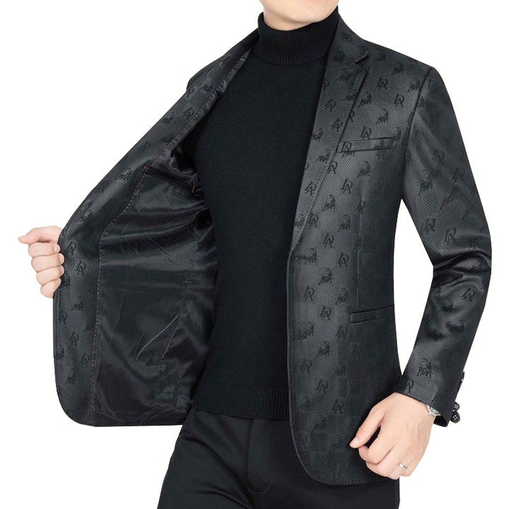 Men's Slim-Fit Jacket in Leather Look with Notched Lapel Mune Fashion