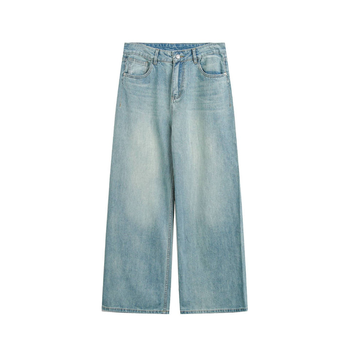 Women high-waisted cropped jeans with wide leg, five-pocket and vintage wash Mune Fashion