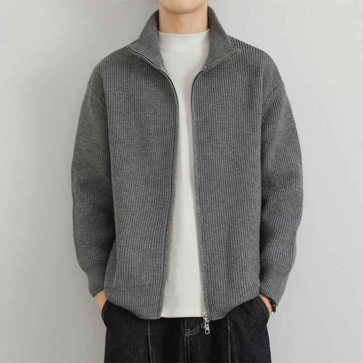 Men's cardigan with stand-up collar and zipper Mune Fashion