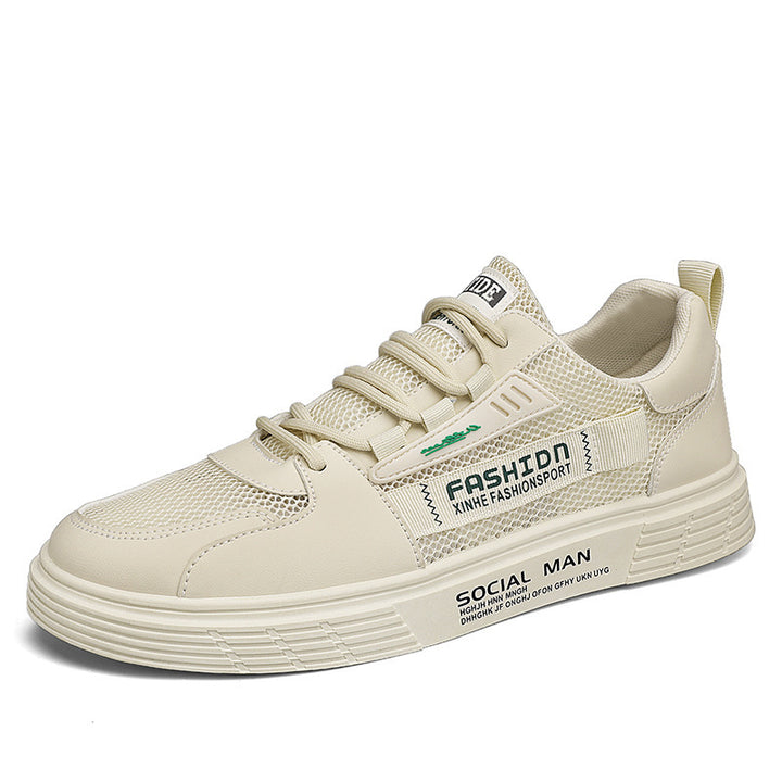 Men's Casual Platform Sneakers with Breathable Mesh and Faux Leather Mix Mune Fashion