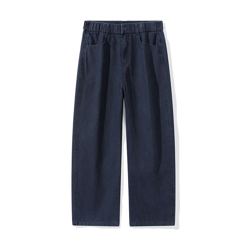 Men's wide cotton trousers with elastic waistband, straight leg and side pockets Drune