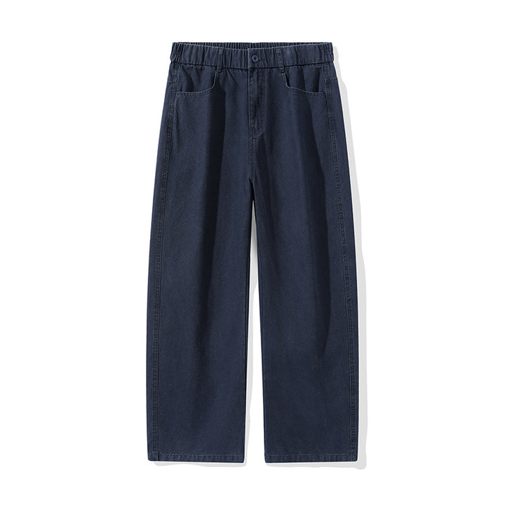 Men's wide cotton trousers with elastic waistband, straight leg and side pockets Drune